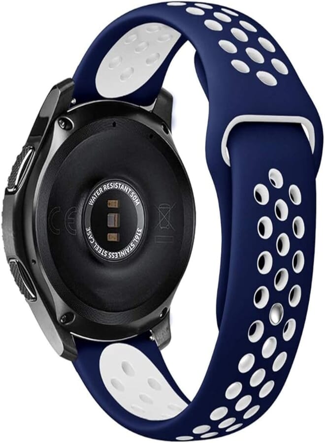 For Samsung Gear S3 / Galaxy Watch/Huawei GT2 / Fossil Breathable Nike Sport Band Design with Air Holes and Quick Release Pin - Double Colors Strap - Navy/White