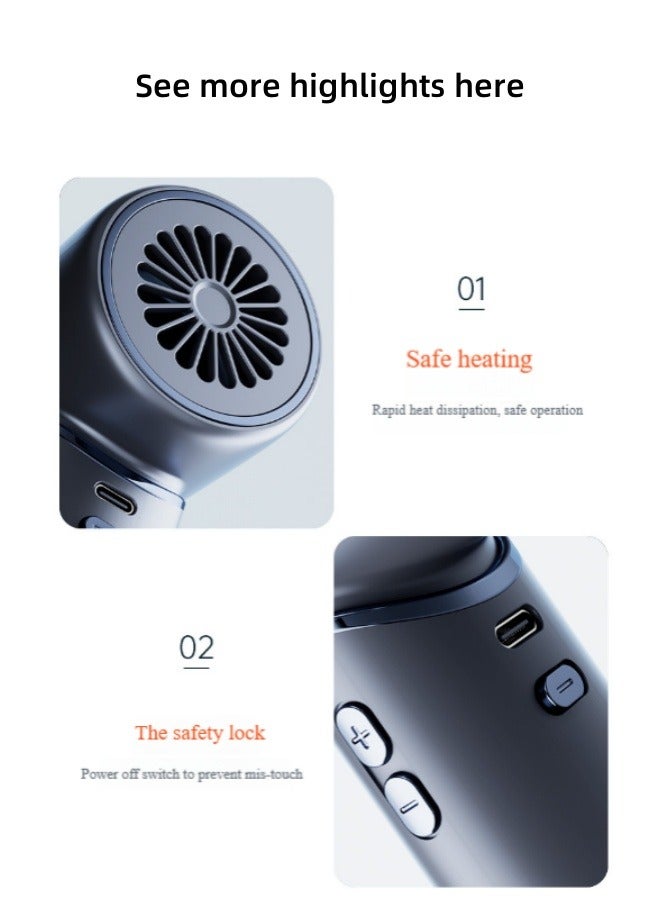 Cool Portable Handheld Fan  Quick Cooling  Turbo Personal Fan with Digital Display  1800mAh Rechargeable High Speed ​​Silent Mini Fan for Travel  Office  Camping  etc. - Image 4