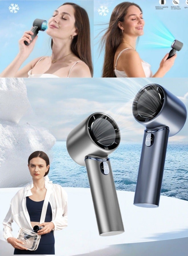 Cool Portable Handheld Fan  Quick Cooling  Turbo Personal Fan with Digital Display  1800mAh Rechargeable High Speed ​​Silent Mini Fan for Travel  Office  Camping  etc. - Image 1