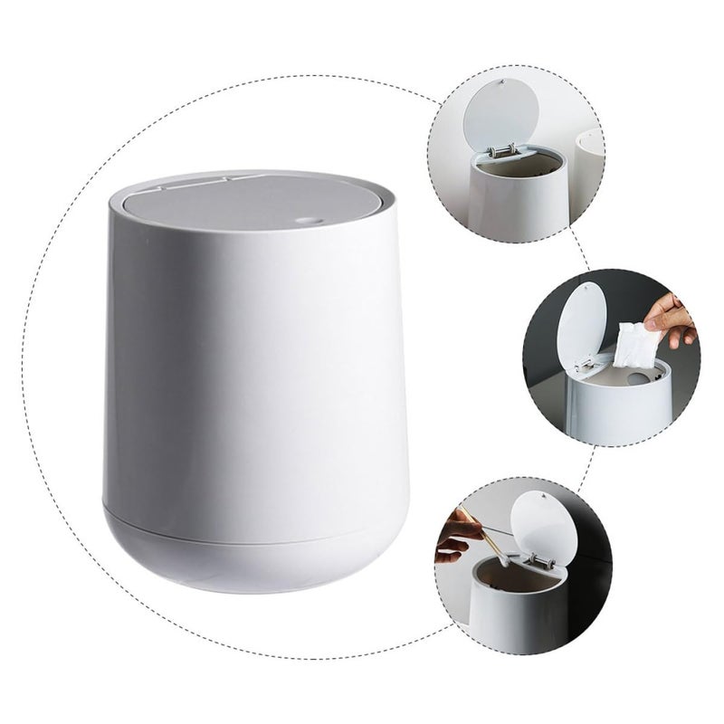 Mini Desktop Trash Can With Lid 1 5L Gray Plastic Press Button Waste Bin For Office Bedroom - Image 4