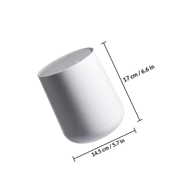 Mini Desktop Trash Can With Lid 1 5L Gray Plastic Press Button Waste Bin For Office Bedroom - Image 3