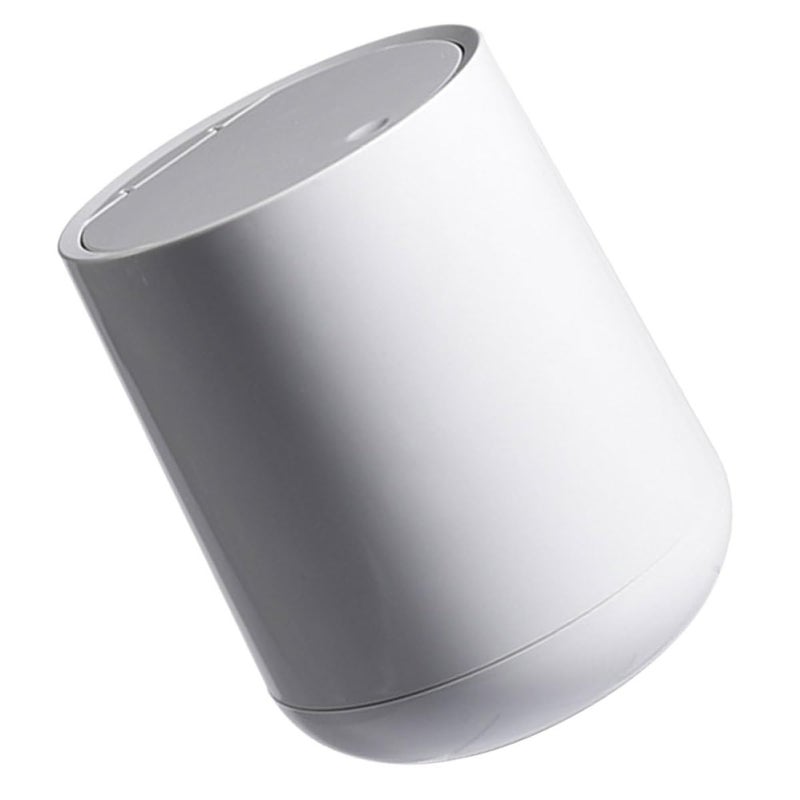 Mini Desktop Trash Can With Lid 1 5L Gray Plastic Press Button Waste Bin For Office Bedroom - Image 2