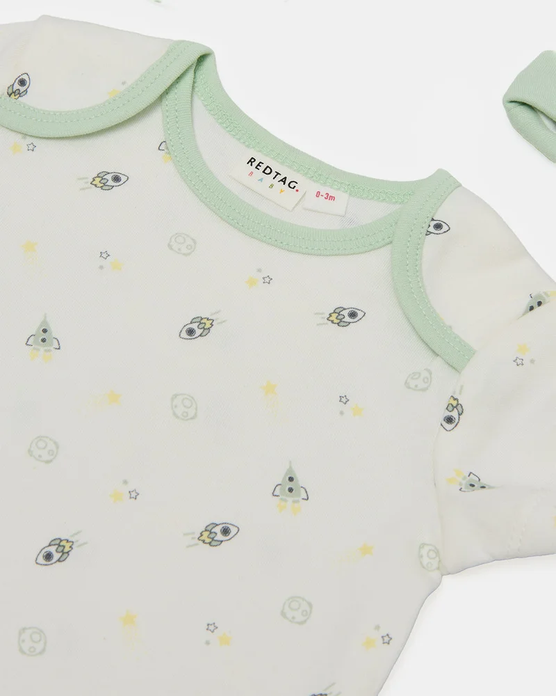 REDTAG Baby Boy Green Astronaut Graphic 5-Piece Gift Set