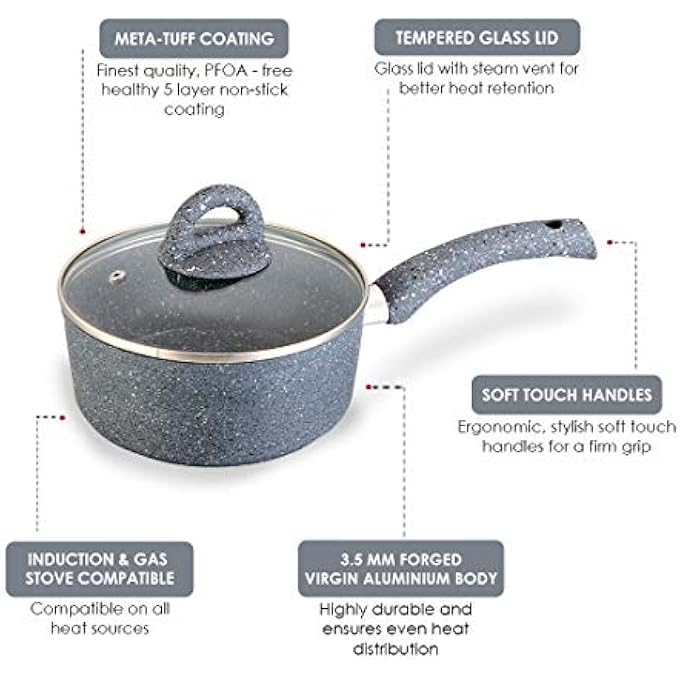 Wonderchef Granite Sauce Pan With Lid Set 18Cm 2Pieces - Image 4