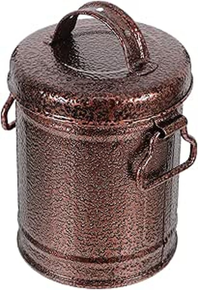 Vintage Galvanized Iron Ashtray With Lid Small Metal Bucket For Indoor Outdoor Patio Office Smoking - Image 1