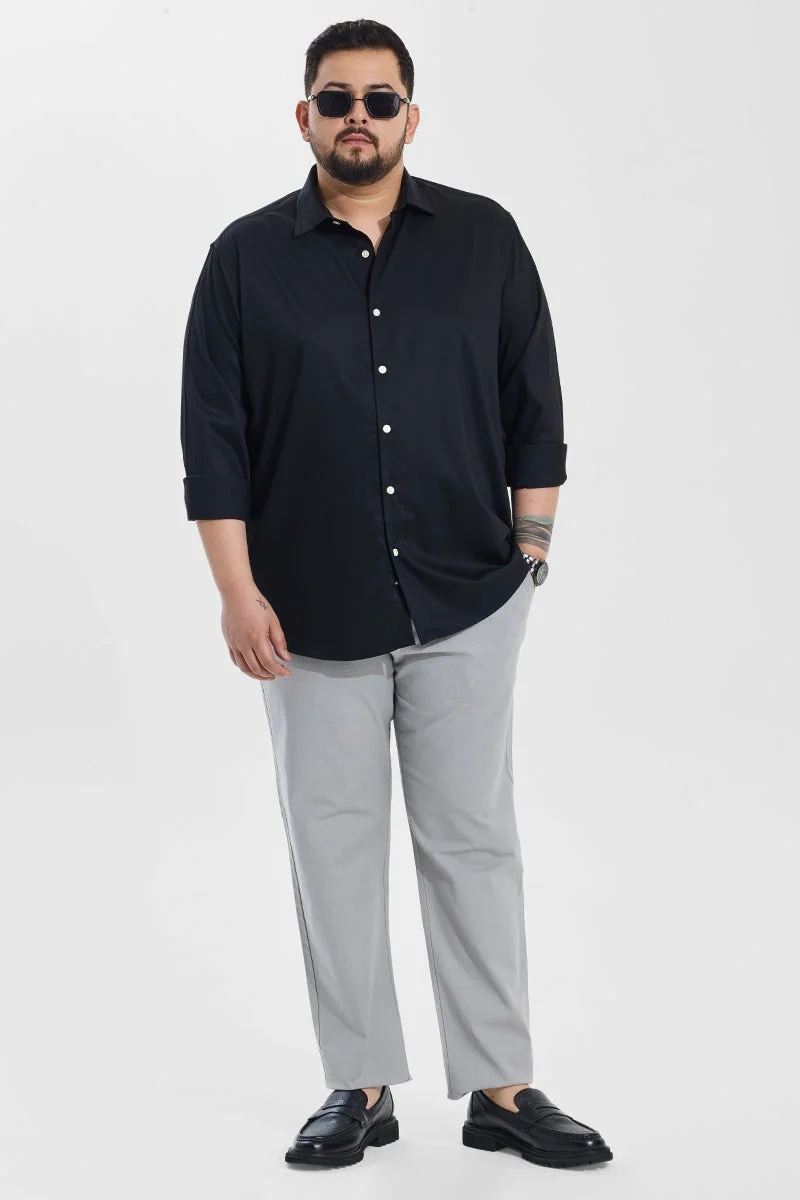 SNITCH Regular Fit Stretch Black Plus Size Shirt