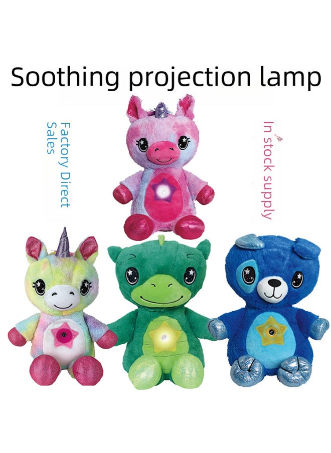 null - Sleeping Projection Lamp Children's Cartoon Luminous Plush Doll Toy Soothing Sleep Lamp Starry Sky Dream Projection Night Light-Color:Pink Unicorn - Image 1