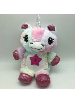 Sleeping Projection Lamp Children's Cartoon Luminous Plush Doll Toy Soothing Sleep Lamp Starry Sky Dream Projection Night Light-Color:Pink Unicorn