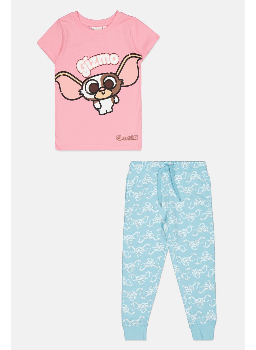 Gremlins Kids Girl 2 Pieces Graphic Print  Pajama Set, Pink  - Image 1