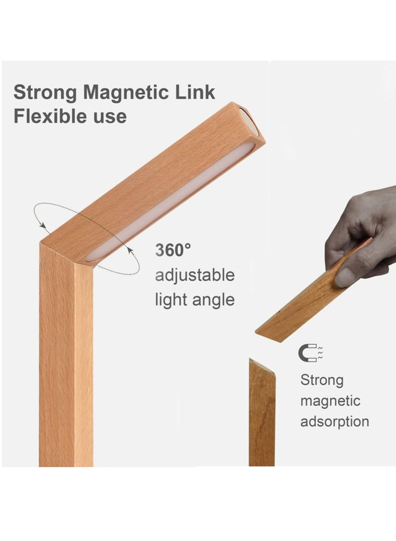 SOLARAE مصباح مكتب LED للمكتب المنزلي، ضوء مكتب مع تحكم باللمس، مصباح قابل للطي وقابل للتعتيم، مصباح حائط، ضوء ليلي خشبي - Image 5