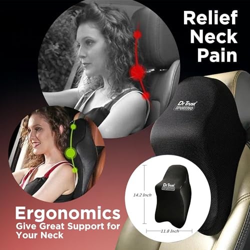 Dr Trust USA Orthopedic Headrest, Neck, Back & Shoulder Support Pillow for Car Driving Memory Foam Cushion Spine Cervical Pain Relief Large Size 357 - Image 4