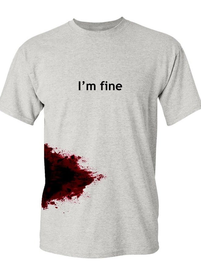 Feelin Good Tees تي شيرت هالوين زومبي مضحك برسوم جرافيكية أنا بخير M رمادي - Image 1
