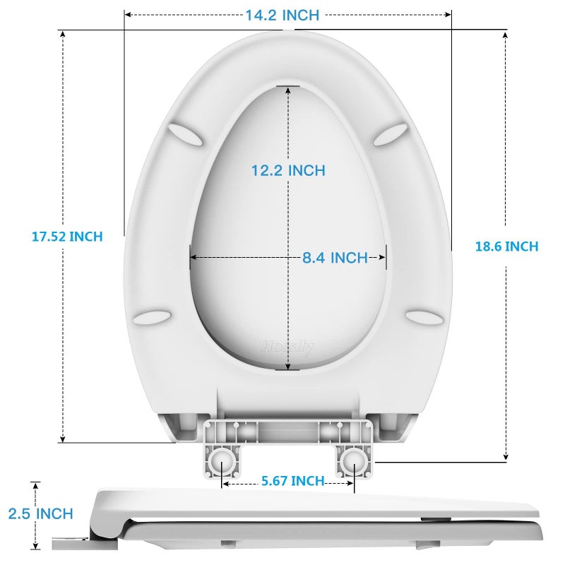 Hosslly Elongated Toilet Seat Soft-Closing | Universal Fit for Standard Toilets | Thickened Durable PP Plastic with Quick Installation Hinge | Easy-Clean Surface - Image 5