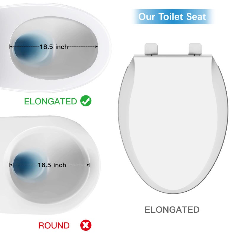Hosslly Elongated Toilet Seat Soft-Closing | Universal Fit for Standard Toilets | Thickened Durable PP Plastic with Quick Installation Hinge | Easy-Clean Surface - Image 4