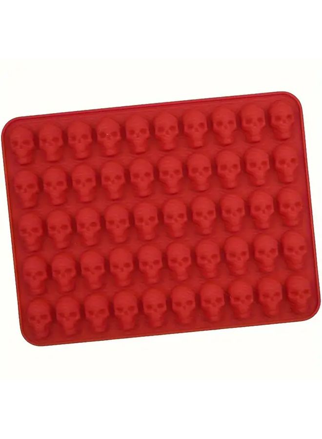 Red Silicone Rubber Gum Skull Heads Heat Resistant Chocolate Mold - Image 2