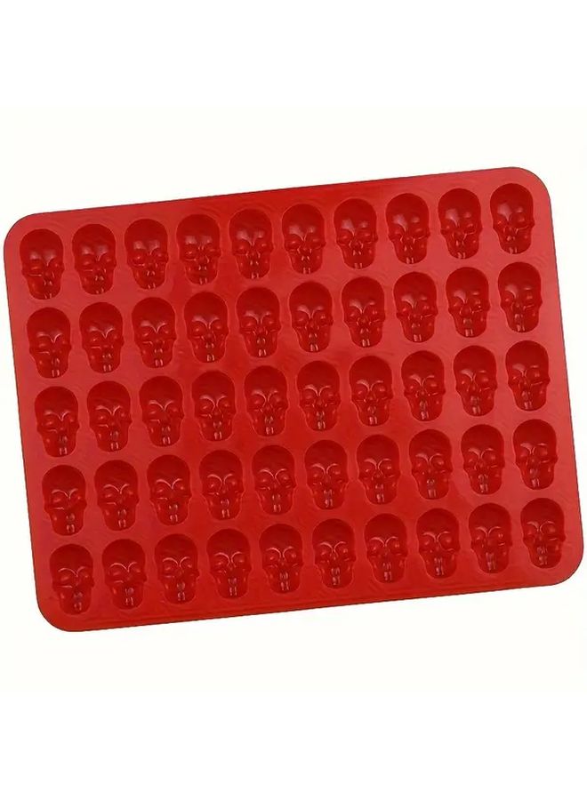 Red Silicone Rubber Gum Skull Heads Heat Resistant Chocolate Mold - Image 3