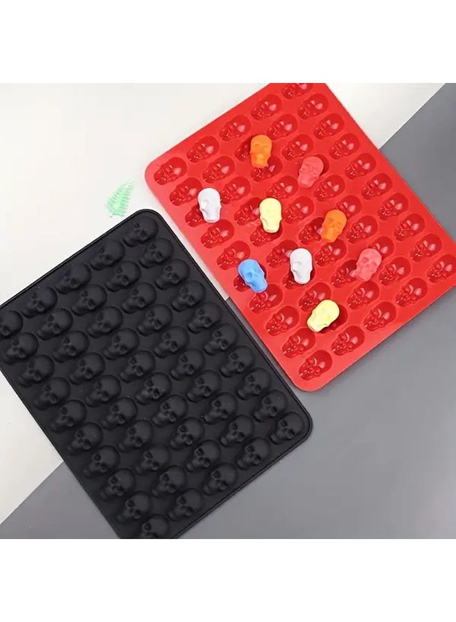 Red Silicone Rubber Gum Skull Heads Heat Resistant Chocolate Mold - Image 1