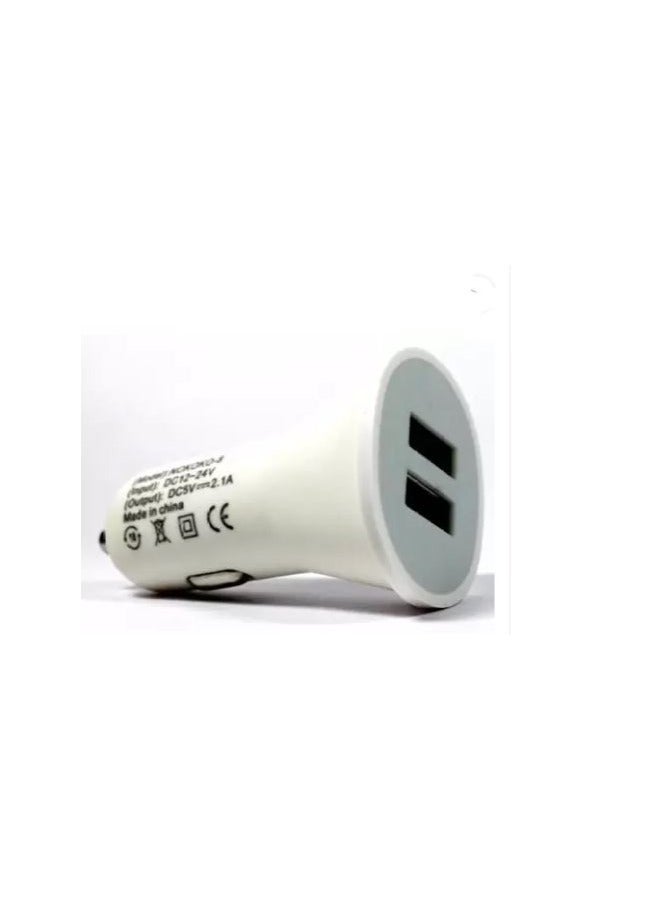 Dual USB Car Charger 5V 1A and 2A White - Image 1