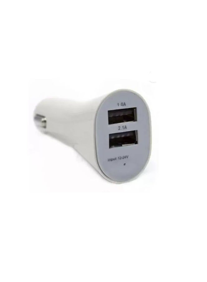 Dual USB Car Charger 5V 1A and 2A White - Image 2