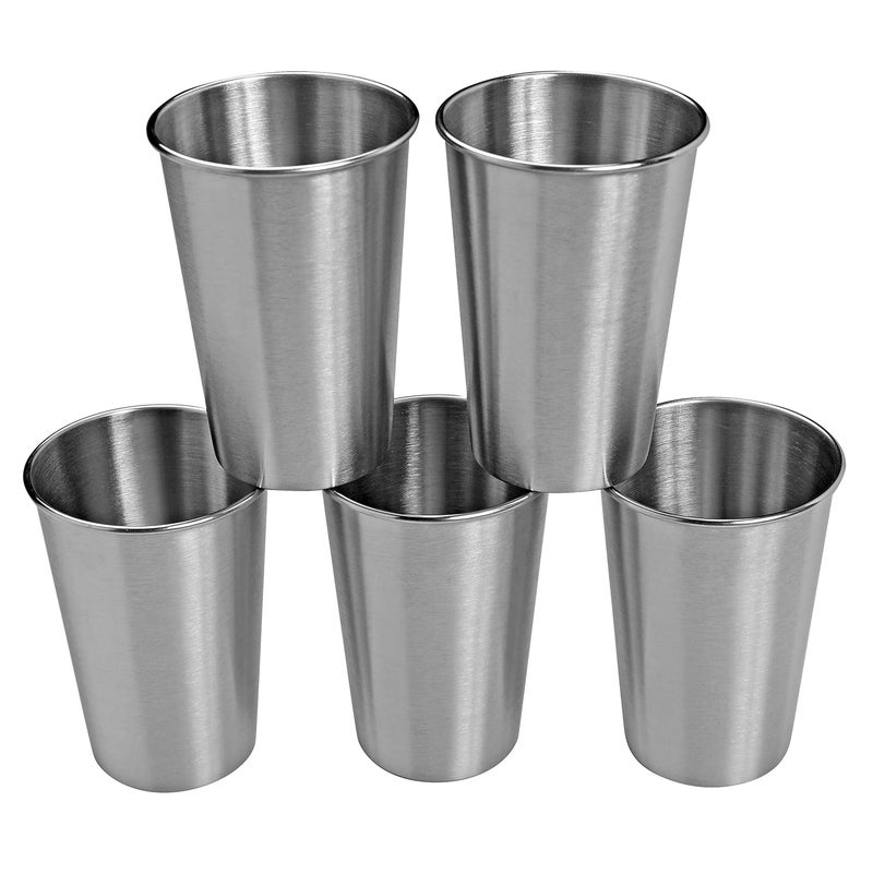 WANBY Stainless Steel Cups 18Oz Unbreakable and Reusable Drinking Cups EcoFriendly Healthy Tumbler Set for Milk Juice and Water Dishwasher Safe 5Pcs