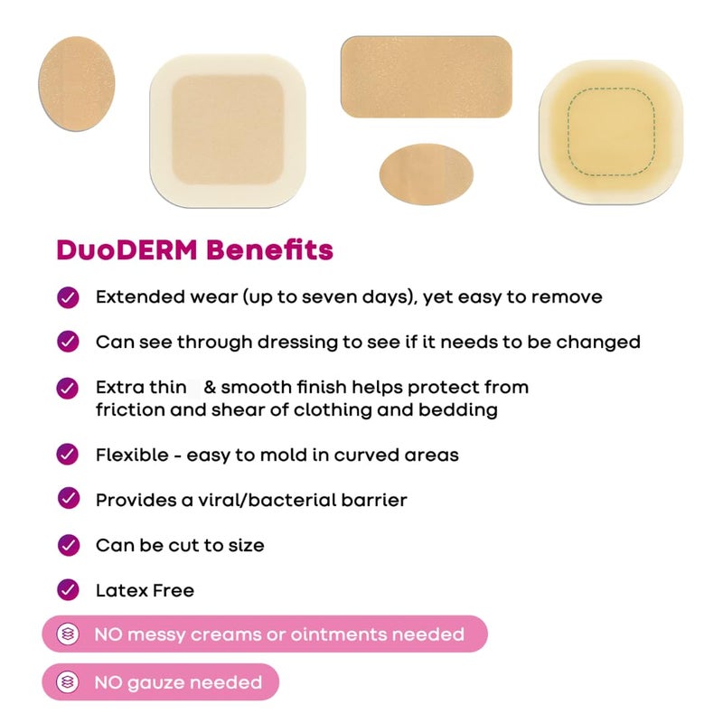 ConvaTec DuoDERM Extra Thin Control Gel Formula 2"x4" Hydrocolloid Sterile Adhesive Dressing for Superficial Wounds, Low Friction, Flexibile, Latex-Free, Waterproof, Rectangle, Beige, 20ct Box - Image 3