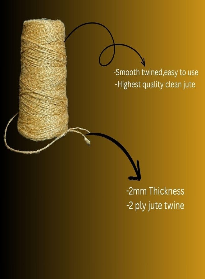 Bits & Bobs | 100 Meters (2-Ply,1mm) Natural Jute Rope | Best Jute Thread for Crafts Gift Wrapping Packing Gardening Crochet Material (1, 100 Meter) - Image 4