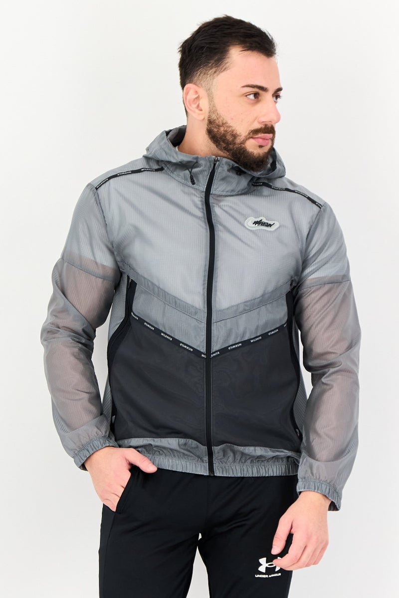Nike Men Sportswear Fit Running Jacket, Grey - Image 1