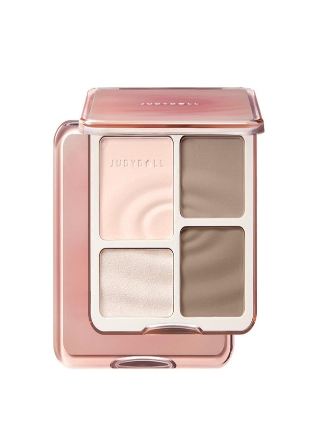 JUDYDOLL Highlight & Contour Palette, All-in-One Matte Highlighter Contour Compact, Natual Finish, Brightening Blendable Face Makeup for Cool Fair and Olive Skin (New Version 01 Wave Shadow Palette) - Image 1