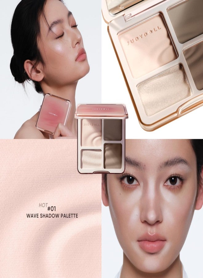 JUDYDOLL Highlight & Contour Palette, All-in-One Matte Highlighter Contour Compact, Natual Finish, Brightening Blendable Face Makeup for Cool Fair and Olive Skin (New Version 01 Wave Shadow Palette) - Image 5