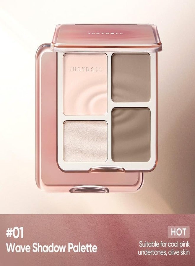 JUDYDOLL Highlight & Contour Palette, All-in-One Matte Highlighter Contour Compact, Natual Finish, Brightening Blendable Face Makeup for Cool Fair and Olive Skin (New Version 01 Wave Shadow Palette) - Image 3