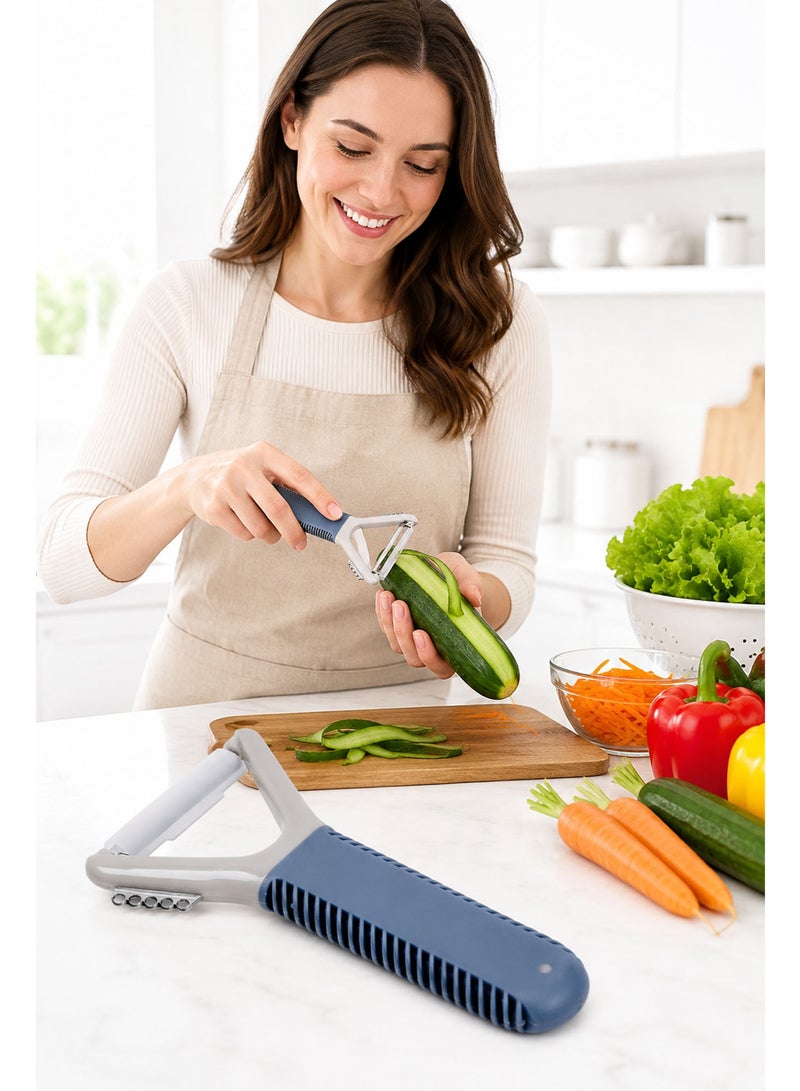 2 in 1 Stainless Steel Peeler (12cm), Dual Blade Fruit & Vegetable Peeler with Ergonomic Non-Slip Handle - Image 3