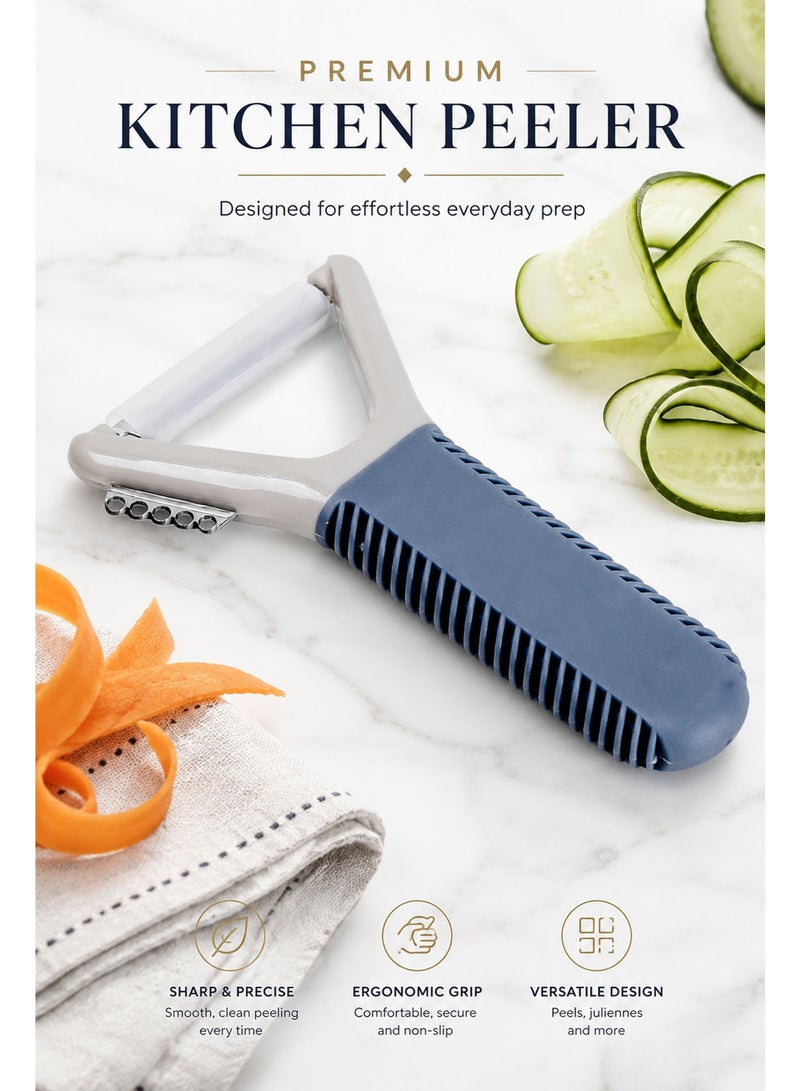 2 in 1 Stainless Steel Peeler (12cm), Dual Blade Fruit & Vegetable Peeler with Ergonomic Non-Slip Handle - Image 2