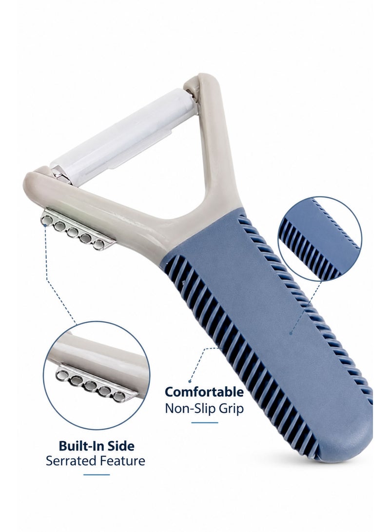 2 in 1 Stainless Steel Peeler (12cm), Dual Blade Fruit & Vegetable Peeler with Ergonomic Non-Slip Handle - Image 4