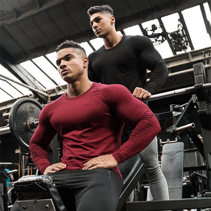Autumn and Winter Long-Sleeved T-Shirt Slim Casual Sports Round Neck Round Hem Pullover Pure Color Youth Bottoming Shirt Training Clothes - Image 2