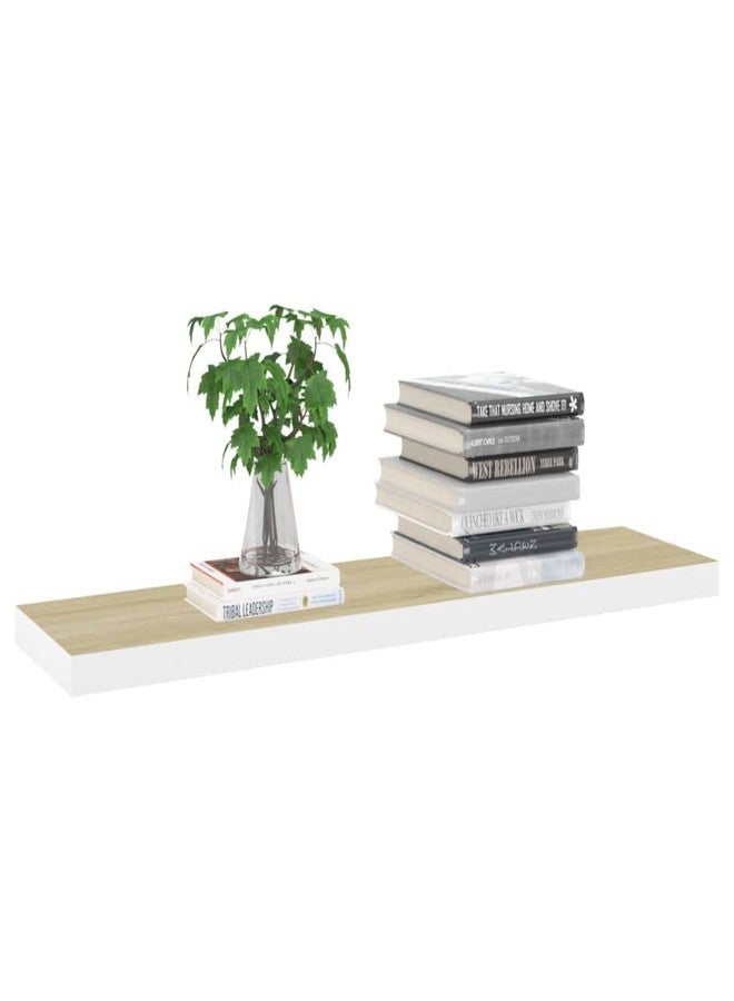 vidaXL Wall Shelves 2 Pcs, Floating Shelves, Display Shelves, Wall Mounted Shelves for Photo Frame Trophy Planter Pot, Modern, Oak and White - Image 3