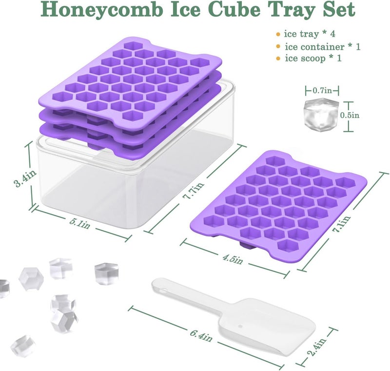 FDDAI Small Ice Cube Tray for Freezer: Easy Release Ice Cube Maker - Plastic Stackable Cubed Ice Trays and Bin - Making Tiny Honeycomb Icecubes - Image 5