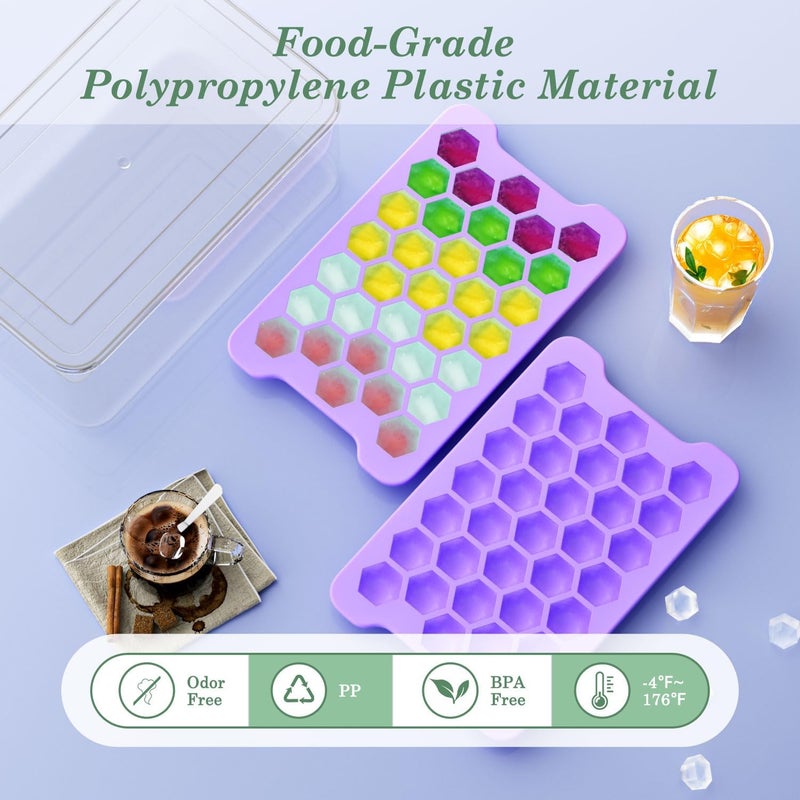 FDDAI Small Ice Cube Tray for Freezer: Easy Release Ice Cube Maker - Plastic Stackable Cubed Ice Trays and Bin - Making Tiny Honeycomb Icecubes - Image 2