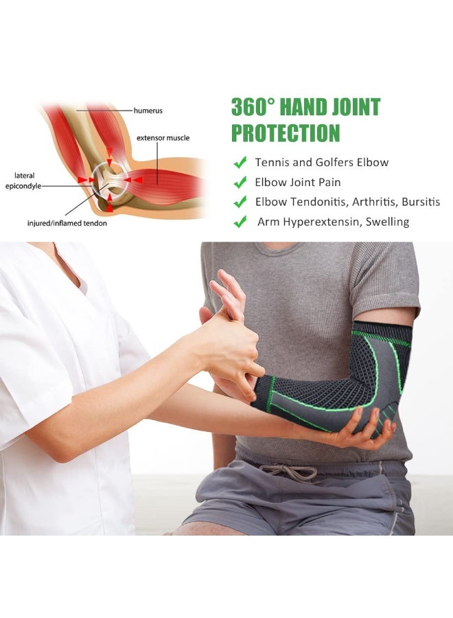 ديوتي عبوة من قطعتين من أكمام ضغط الكوع، دعامة طبية للكوع لرفع الأثقال، ومرفق التنس، وتخفيف التهاب المفاصل، وأكمام ذراع رياضية مانعة للانزلاق للرجال والنساء - Image 4