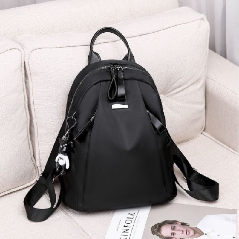 Lightweight Black Backpack: Spacious Multi-Pocket Design - Ergonomic Elastic Shoulder Straps for Women Daily Commute Work Shopping Short Trips - Image 4