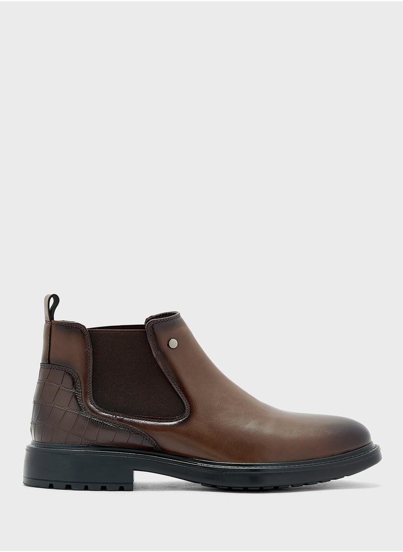 Robert Wood Croc Emboss Detail Chelsea Boots  - Image 1