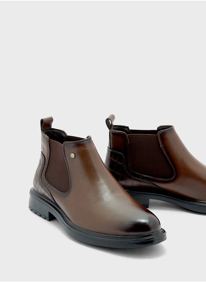 Robert Wood Croc Emboss Detail Chelsea Boots  - Image 4