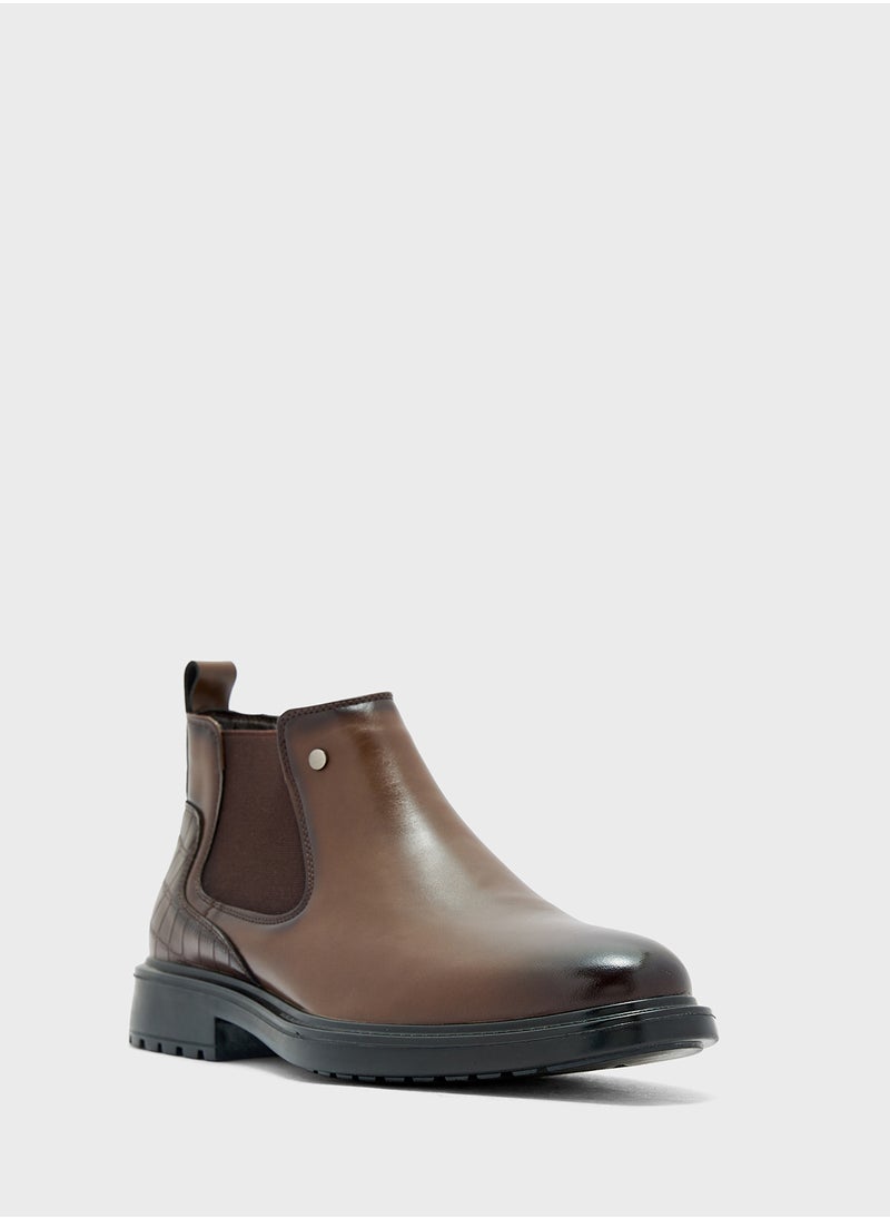 Robert Wood Croc Emboss Detail Chelsea Boots  - Image 2