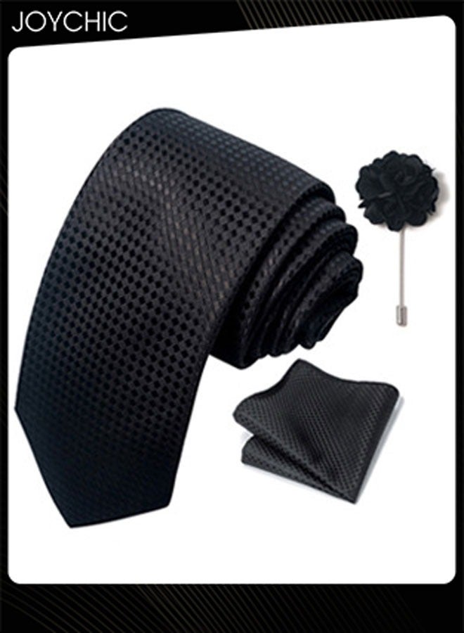 Joychic ربطات عنق كلاسيكية للرجال مع منديل جيب، أزرار أكمام وزهرة، ربطة عنق للمناسبات الرسمية مثل الزفاف والأعمال - Image 2