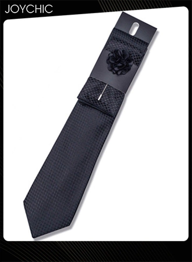 Joychic ربطات عنق كلاسيكية للرجال مع منديل جيب، أزرار أكمام وزهرة، ربطة عنق للمناسبات الرسمية مثل الزفاف والأعمال - Image 3