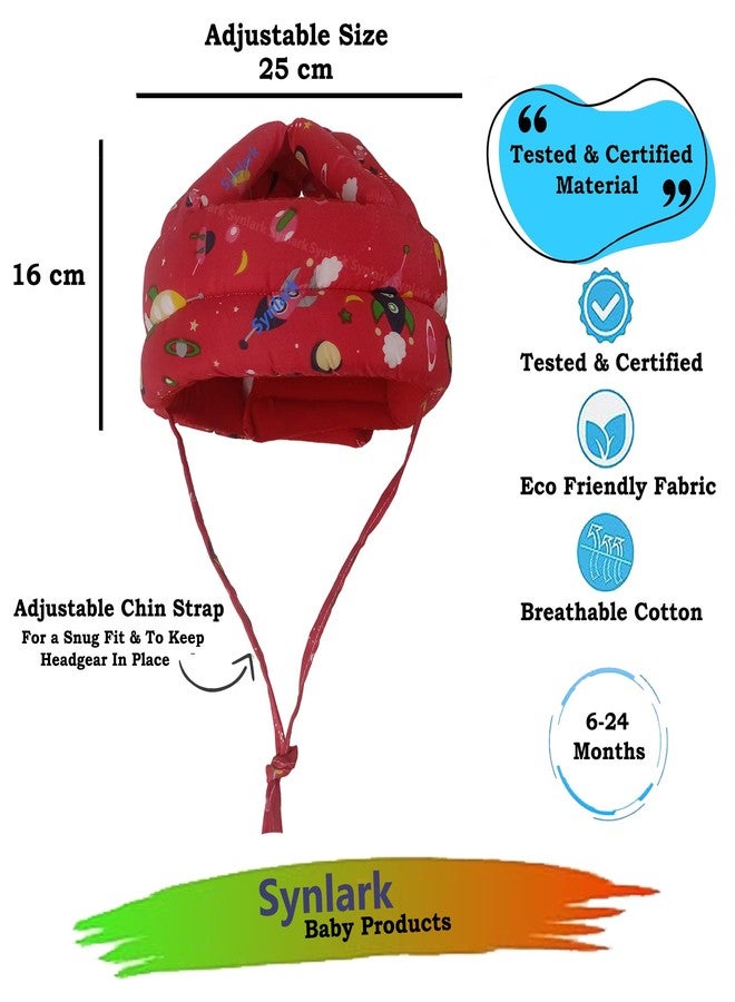 Synlark® Baby Infant Toddler Helmet | No Bump Safety Head Cushion Bumper | Bonnet Adjustable Protective Multi Printed Cap Child | Safety Headguard Hat for Running Wallk (Red) - Image 5