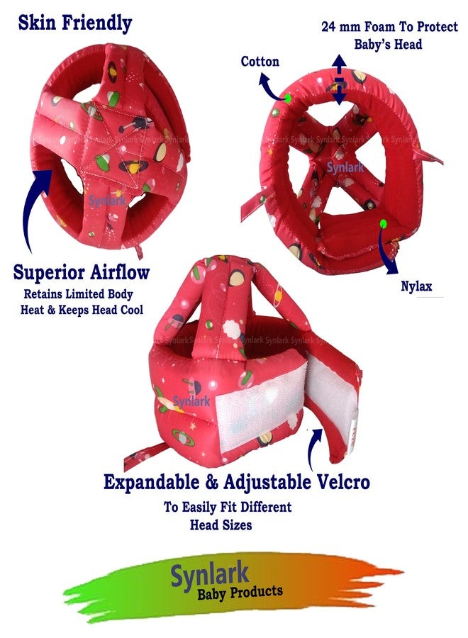 Synlark® Baby Infant Toddler Helmet | No Bump Safety Head Cushion Bumper | Bonnet Adjustable Protective Multi Printed Cap Child | Safety Headguard Hat for Running Wallk (Red) - Image 3
