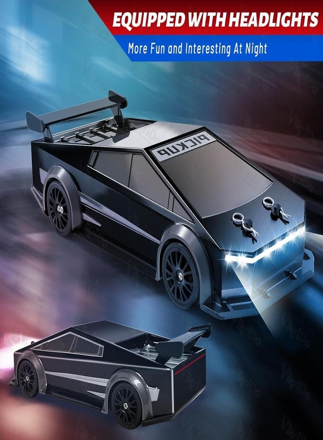 VikriDA 1:24 Scale RC Drift Car - 4WD High-Speed RC Racing Car with LED Lights, 2.4GHz Controller, One Rechargeable Batteries & Drifting Tires - Black - Image 3