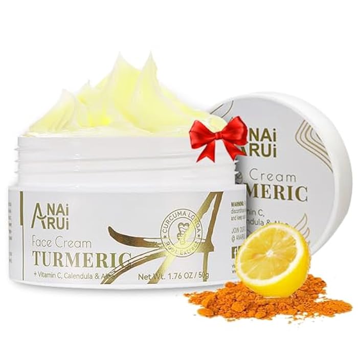 ANAI RUI Facial Moisturuzier, Turmeric Face Cream with Vitamin C for Hydrating, Firming, Tightening Skin, Turmeric Vitamin C Cream for Dark Spots, Dry Skin, 1.76 OZ - Image 1