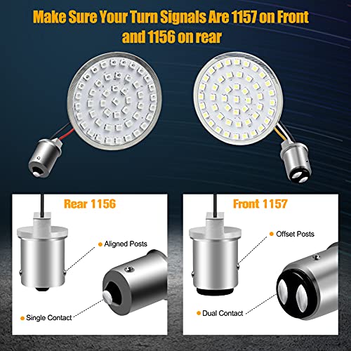 QUASCO Sequential Led Turn Signals, 1157 Front + 1156 Rear Blinkers with Smoked Lens Compatible with Harley Sportster Softail Street Glide Road King Cruiser Turing - Image 5
