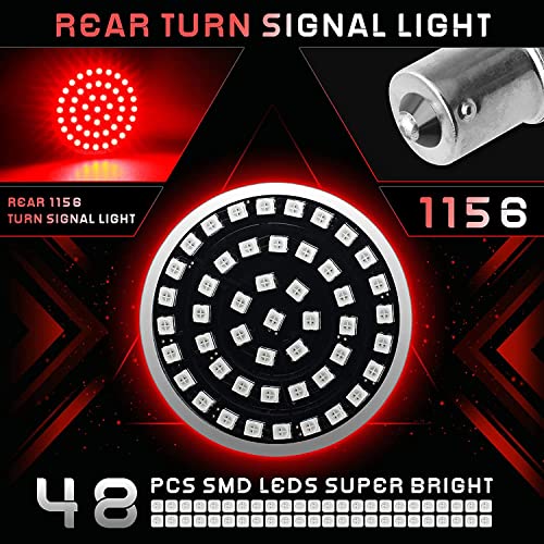 QUASCO Sequential Led Turn Signals, 1157 Front + 1156 Rear Blinkers with Smoked Lens Compatible with Harley Sportster Softail Street Glide Road King Cruiser Turing - Image 4